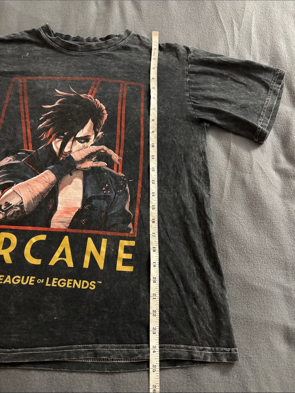 Arcane Vi Graphic Tee Black Acid Wash League of Legends Shirt Large - Picture 5 of 7